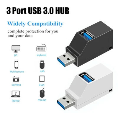 Mini 3 Port USB 3.0 HUB Verteiler Adapter für PC Laptop Macbook Notebook Schnell - Bild 1 von 4