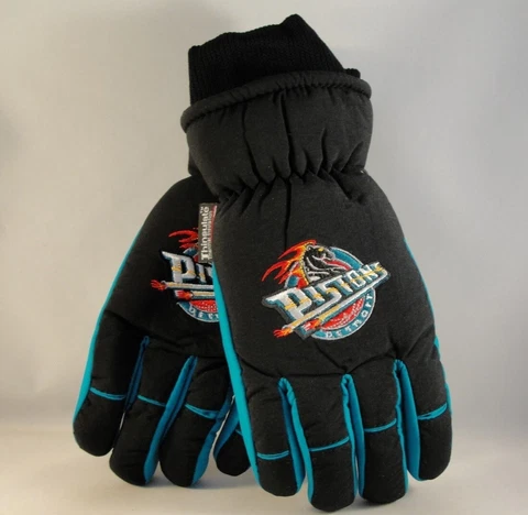 Youth Size Detroit Pistons NBA Thinsulate Winter Ski Gloves Black Teal Cover