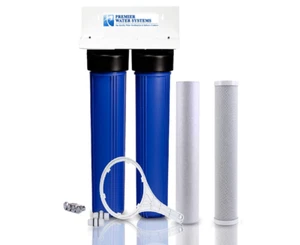 Whole House Slim Dual Water Filtration System 20" Housing 1/2" Port - Picture 1 of 1