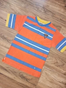 Vintage Bugle Boy T Shirt Tee - Boys / Youth Medium M Orange Stripe Vtg - Picture 1 of 17