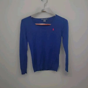 Ralph Lauren Sport Sweater Womens Large Blue 100% Merino Wool Long Sleeve - Picture 1 of 6