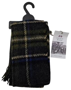 Bufanda BARBOUR Cordobés Azul Gris Blanco Cuadros Tartán Suave 100% Lana de Cordero Borla - Imagen 1 de 5