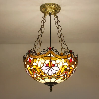 Vintage Baroque style Tiffany Hanging Ceiling Pendant Lamp Fixture Light 3 brown - Image 1 of 3
