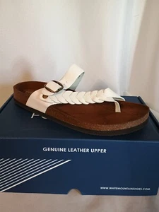 White Mountain Footbeds Genuine Leather Sandals Size 11 M Harper White New!! - Picture 1 of 11