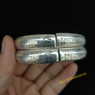 A Pair of Chinese Old Antique Tibetan Silver Heart Meridian Bracelet Collection