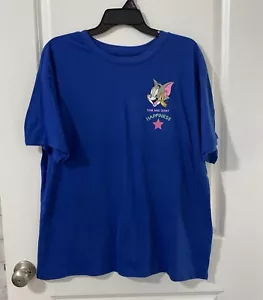 Tom & Jerry Junior’s Embroidered T Shirt Happiness Licensed Blue XXL (19) - Picture 1 of 8