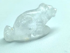 Crystal Quartz Handmade Carved Lion 5 grams in weight 3 cm in Length - Picture 1 of 3