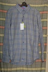 Robert Graham NUEVA Camisa Para Hombre Extra Grande XL TG Azul Algodón Abotonada $288 - Imagen 1 de 12
