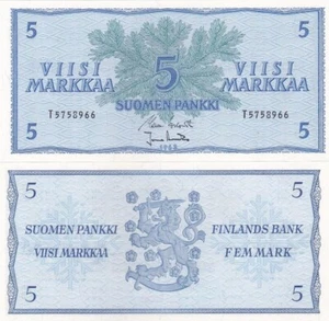 Finnland - 5 Markkaa 1963 Stempelglanz ohne Litt. P. 99a(69) Lemberg-Zp - Bild 1 von 1