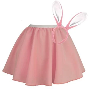 Childs Pastel Easter Bunny 15" Length Skirt & Rabbit Ears Fancy Dress [Pink] - Picture 1 of 1