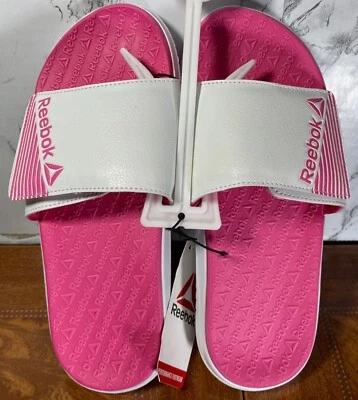 Reebok Girls Dual Density Slide Sandals Size 5 Pink & White Comfort Footbed - Image 1 of 4