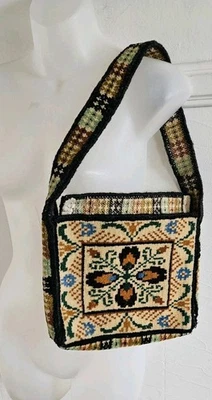 Antiguo Bolso de Mano de Hombro Floral Alfombra Artes y Manualidades Tapiz de Lana Clásico  Foto 1 de 4