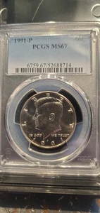 Superb! 1991-P PCGS MS67 KENNEDY HALF DOLLAR - Picture 1 of 2