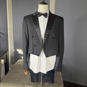 Herren Schwarz Frack Smoking Festliche Anzug Jacke Spitzes Revers Gr. 40 NEU - Bild 1 von 11