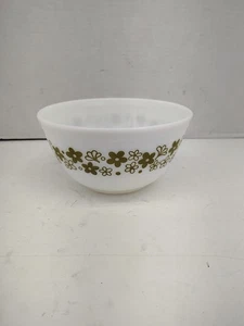 Pyrex Crazy Daisy Frühlingsblüte 402 Rührschüssel 1 1/2 Menge 1,5 grün Blumen Vintage - Bild 1 von 3