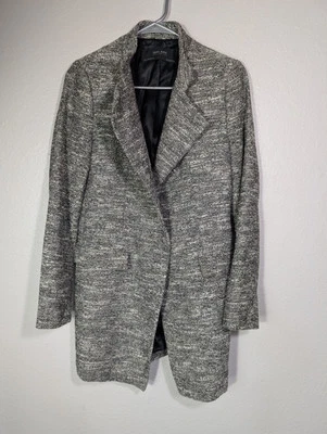 Chaqueta de tweed para mujer ZARA WOMAN plateada negra chaqueta metálica talla M forrada 120 Foto 1 de 4