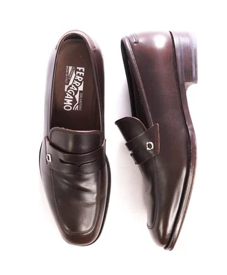 $850 SALVATORE FERRAGAMO - EVERTON Brown Penny Loafers - 7.5 EE - Image 1 of 4