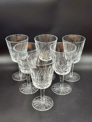 Vintage Set of 6 Waterford Crystal Lismore 6 7/8" Water/Wine Glass Goblets 10 oz - Image 1 of 4