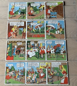 1950s Alice in Wonderland Parker Bros 4 Strip Comic Jigsaw Puzzle 64 pc Complete - Picture 1 of 21