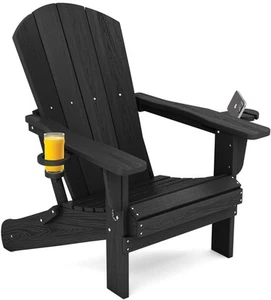 HDPE Folding Adirondack Chair with Dual Cup Holder - Composite Adirondack Cha... - Picture 1 of 9