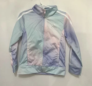 Adidas Girls Youth Zip Sweatshirt 3 Stripes Purple/Blue/Pink Size 4 - Picture 1 of 6