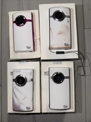 4-Cisco Flip UltraHD U260 & U1120 Action Video Camera 4GB (White & Pink) 720p - Image 1 of 4