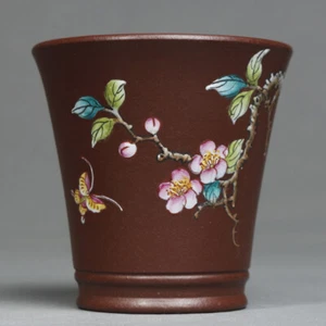 New Yixing Purple Sand Cup Handmade Purple Sand Enamel Color Single Cup - Picture 1 of 5