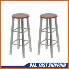Vintage Bar Stool MDF Wood and Metal 2 Kitchen Seat 70cm Height Brown