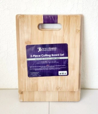Juego de tabla de servir y cortar totalmente de bambú de dos piezas, bambú cultivado orgánicamente Foto 1 de 4