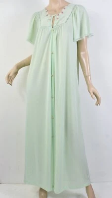 Maxi bata larga bordada de nailon verde menta JCPenney vintage años 70 S Foto 1 de 4