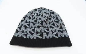 Michael Kors Black MK Logo Beanie Winter Knit Hat Stocking Cap - Picture 1 of 7