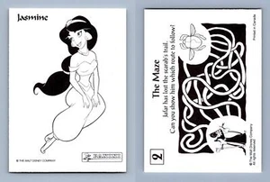 Jasmine #2 Disney's Aladdin Color-In 1993 Panini Trading Card - Picture 1 of 1