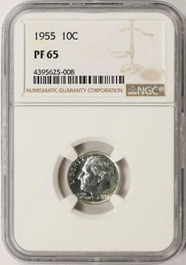 Moneda de diez centavos Roosevelt 1955 Proof 10c NGC PF65 - Imagen 1 de 4