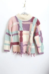 EUC S Vintage Rebecca Stone Grobstrick Pullover bunt mit Quasten - Bild 1 von 6