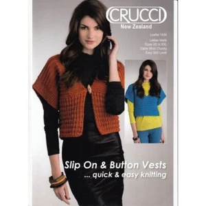 Slip On & Button Vests Crucci Knitting Pattern 1430 - Quick & Easy - Imagen 1 de 2
