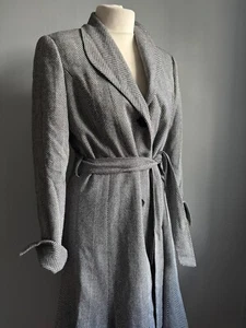 PRINCIPLES FIT FLARE COAT 14 12 schwarz weiß Fischgrät Gürtel Prinzessin neu mit Etikett £190 - Bild 1 von 21