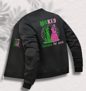 Women's "WICKED" Graphic Zip-Up Jacket - Casual Polyester Knit Large - Picture 1 of 2