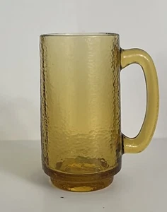 Textured Amber Tall Glass Mugs Set of 4 Beer Root Beer Coffee 5.5” Tall Sturdy - Picture 1 of 12
