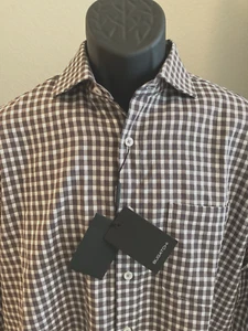 NEW $149 MENS MEDIUM BUGATCHI CHECKERED LONG SLEEVE CLASSIC FIT BUTTON UP SHIRT - Picture 1 of 6