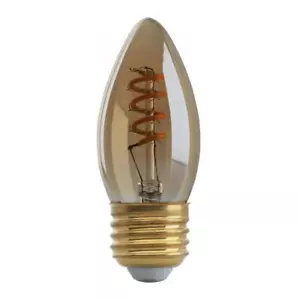 Satco S9970 Amber Spiral Filament LED 2ETC 2W 120V B10 Medium E26 Base Dimmable - Picture 1 of 10