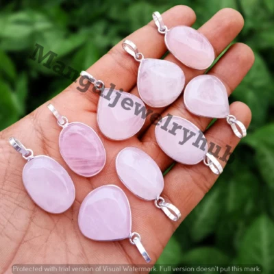 Wow Piedras Preciosas Cuarzo Rosa 5 PIEZAS Colgantes Chapados en Plata 925 Lote al por mayor Joyería Foto 1 de 4