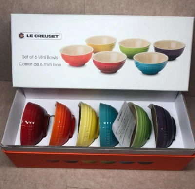 Le Creuset Bowl set of 6 Mini Bowls Rainbow Stoneware Coffret 150ml Cereal - Image 1 of 4