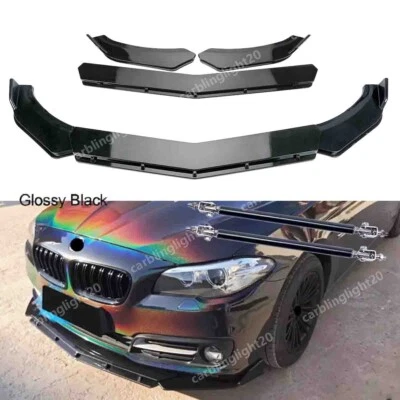 For BMW 5 Series F10 2010-2016 Front Bumper Lip Splitter Spoiler+ Strut Rods Kit - Image 1 of 4