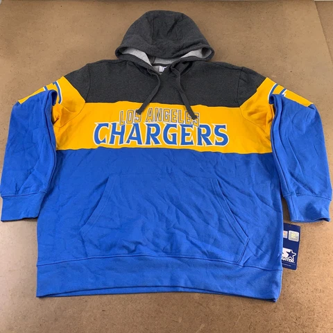 Los Angeles Chargers Starter Men's XXL Gray/Blue Extreme Pullover Hoodie NWT Cover