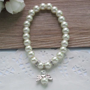 12PCS Baptism Favor Pearl Angel Bracelet Christening Recuerdos de Bautizo JA318 - Picture 1 of 4