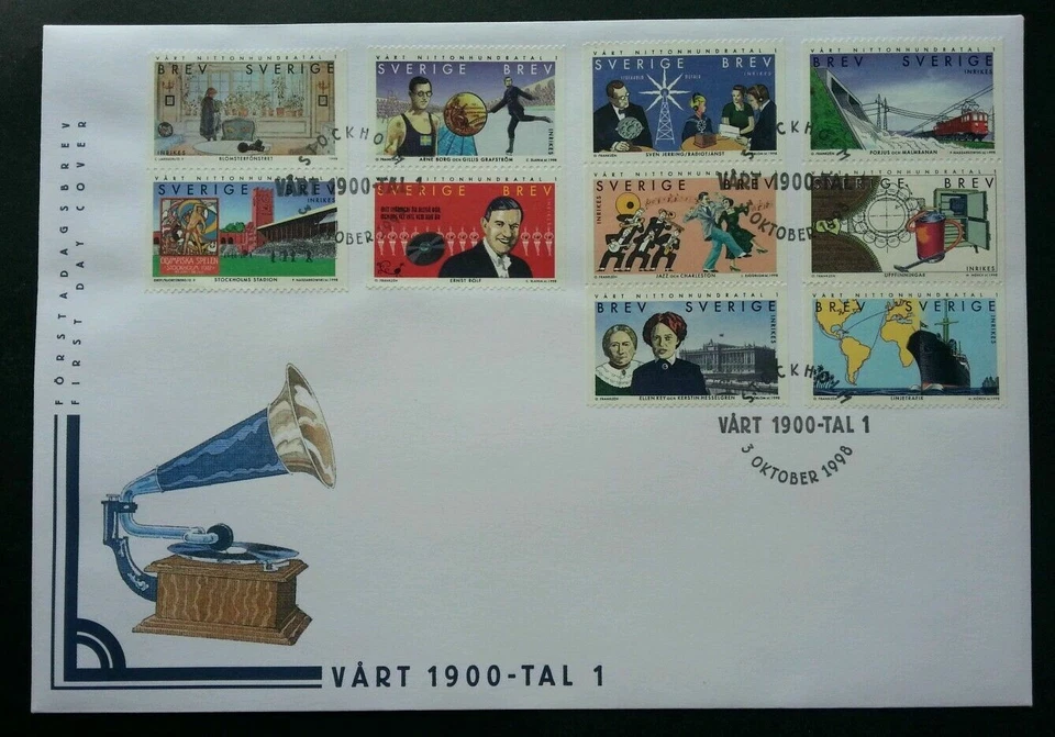 [SJ] Sweden A Millennium Dawns 1998 Music Sport Port Ship Industry (booklet FDC - Image 1 of 4