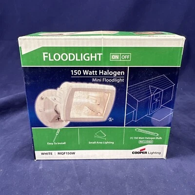 Cooper Lighting MQF150W 150W  Halogen Mini Floodlight WHITE New - Image 1 of 4