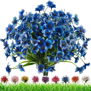 8 Bundles Artificial Flowers Outdoor UV Resistant Fake Violet Flowers Home Decor - Picture 1 of 9