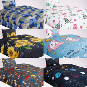 1 Comforter 1 Flat 1 Fitted Sheet 1 Case 1 Sham 1 decorative Pillow TWIN KIDS 