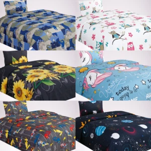 1 Comforter 1 Flat 1 Fitted Sheet 1 Case 1 Sham 1 decorative Pillow TWIN KIDS  - Picture 1 of 105